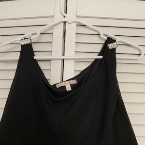 Plus size black cocktail dress with bling